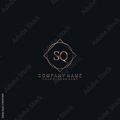 SQ Initials handwritten minimalistic logo template vector © saturnus
