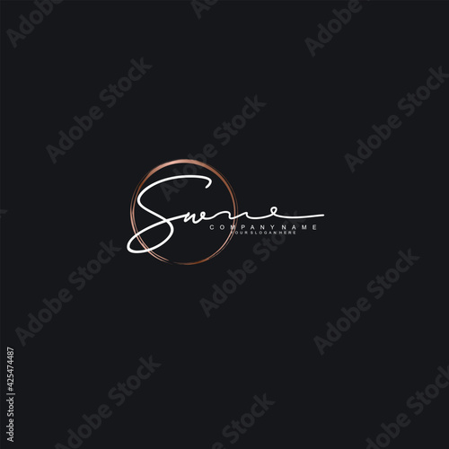 SW Initials handwritten minimalistic logo template vector