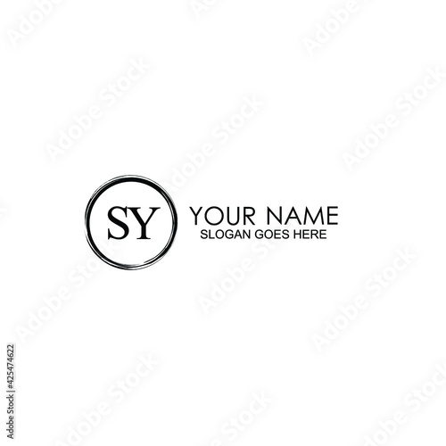 SY Initials handwritten minimalistic logo template vector
