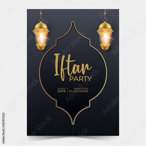 ramadan kareem iftar party poster template. invitation card for month ramadan.