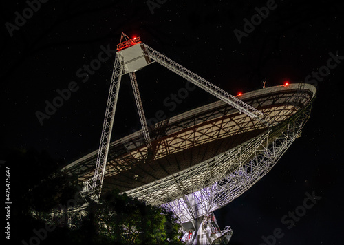 The Dish radio telescope at night