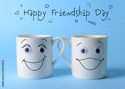 Funny cups on color backgro...