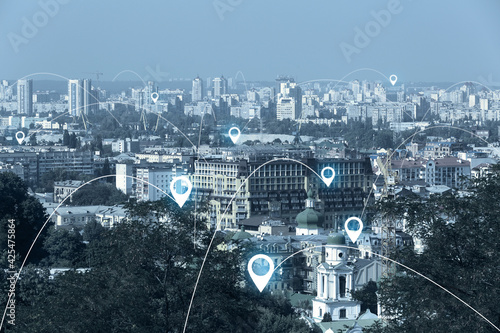 View of modern city with lo...