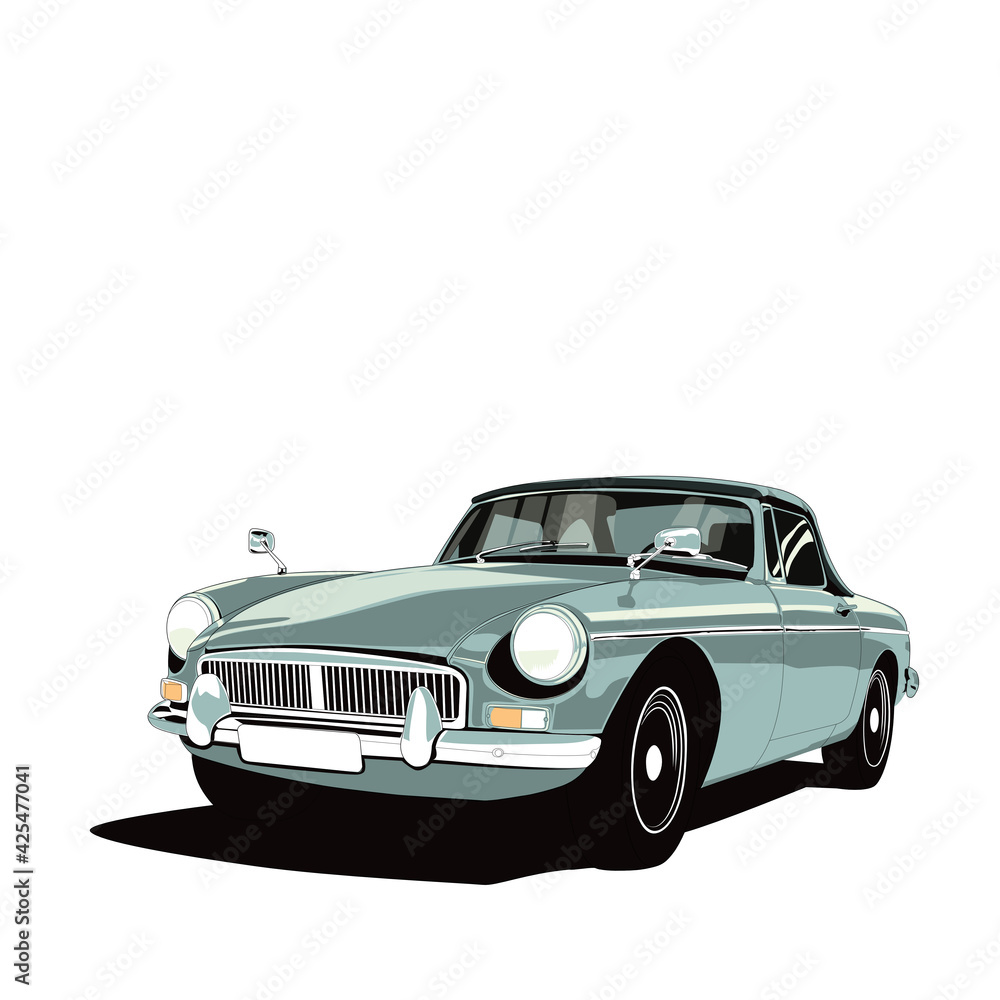 A classic car drawing on white background 