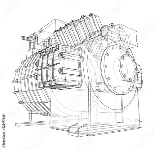 Air conditioning compressor. Vector