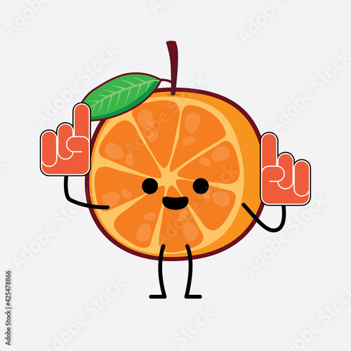 Sliced Orange Cute Character Illustration with simple face, hands and legs on isolated background