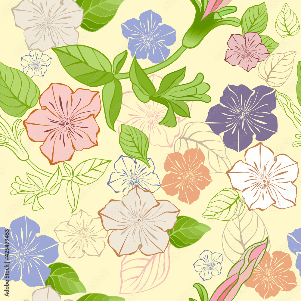 Obraz premium Floral seamless pattern. Vector design. Wallpaper, background, textile.