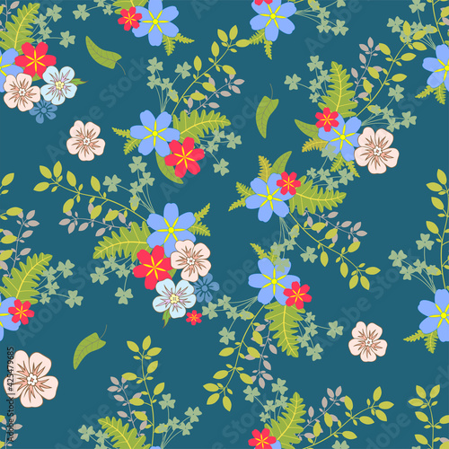 Floral seamless pattern. Vector design. Wallpaper, background, textile.