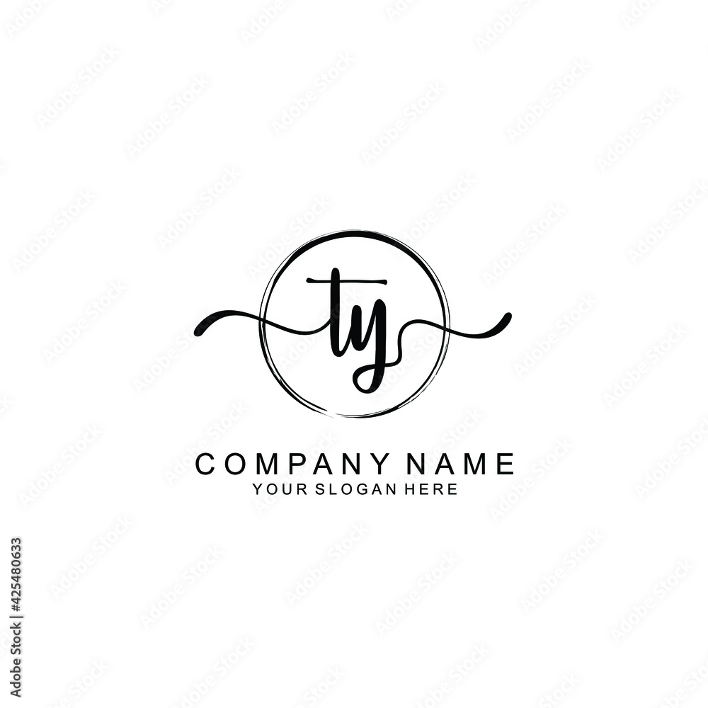 TY Initials handwritten minimalistic logo template vector TY Initials handwritten minimalistic logo template vector