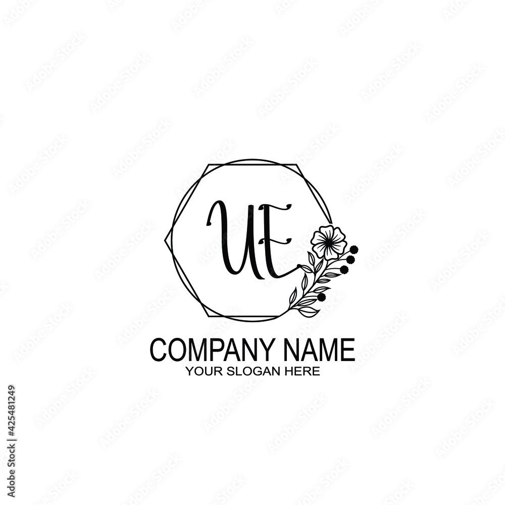 UE Initials handwritten minimalistic logo template vector UE Initials handwritten minimalistic logo template vector