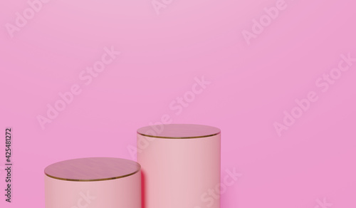 Abstract geometric podium background, mock-up, blank minimalistic empty showcase template, Modern art deco shop display, pastel colors. 3d render.