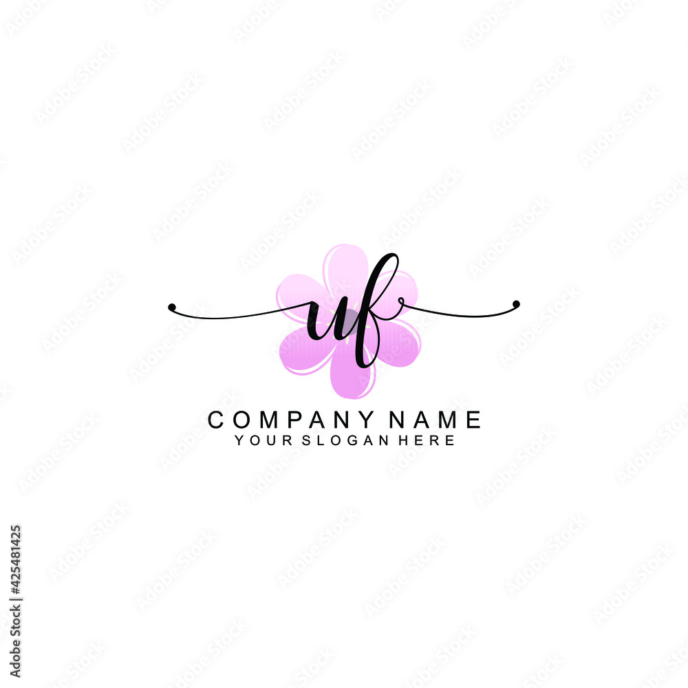 UF Initials handwritten minimalistic logo template vector UF Initials handwritten minimalistic logo template vector