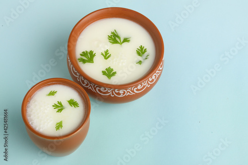 Summer cooler Buttermilk drink. Made of yogurt. Buttermilk made with yogurt.