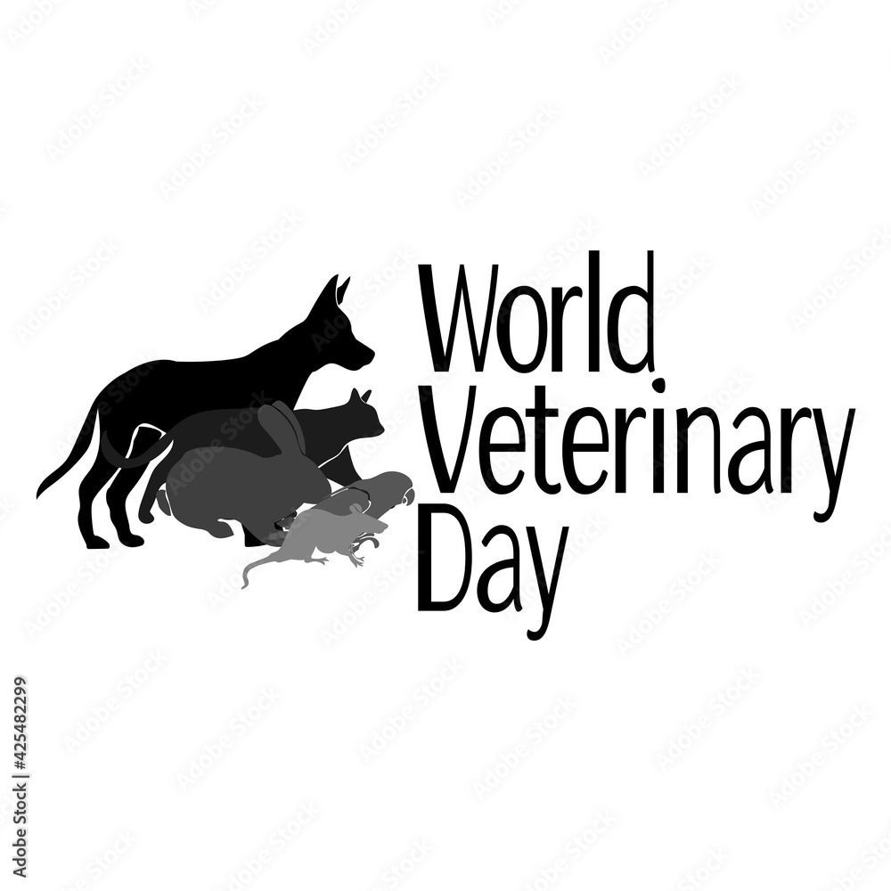 World Veterinary Day, Silhouettes of various animals, for a postcard or a thematic poster World Veterinary Day, Silhouettes of various animals, for a postcard or a thematic poster