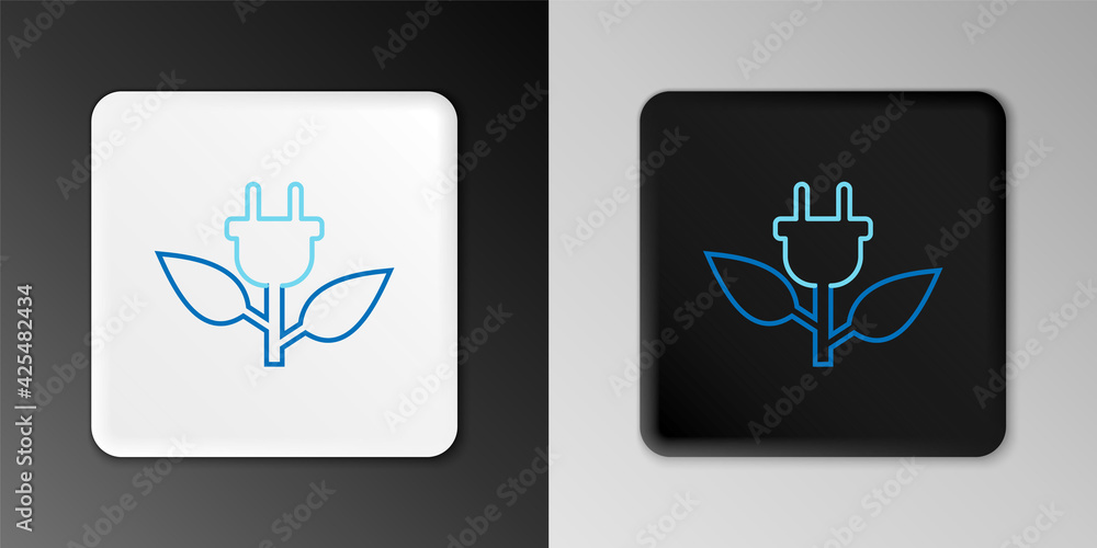 Line Electric saving plug in leaf icon isolated on grey background. Save energy electricity icon. Environmental protection icon. Bio energy. Colorful outline concept. Vector Line Electric saving plug in leaf icon isolated on grey background. Save energy electricity icon. Environmental protection icon. Bio energy. Colorful outline concept. Vector