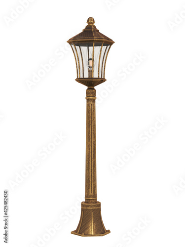 Bronze street lamp. 3d rendering.