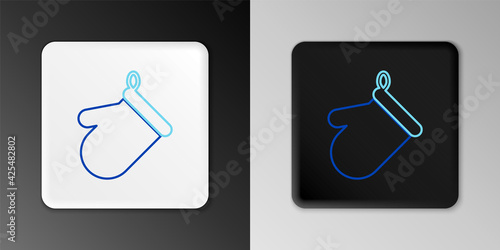 Line Oven glove icon isolated on grey background. Kitchen potholder sign. Cooking glove. Colorful outline concept. Vector