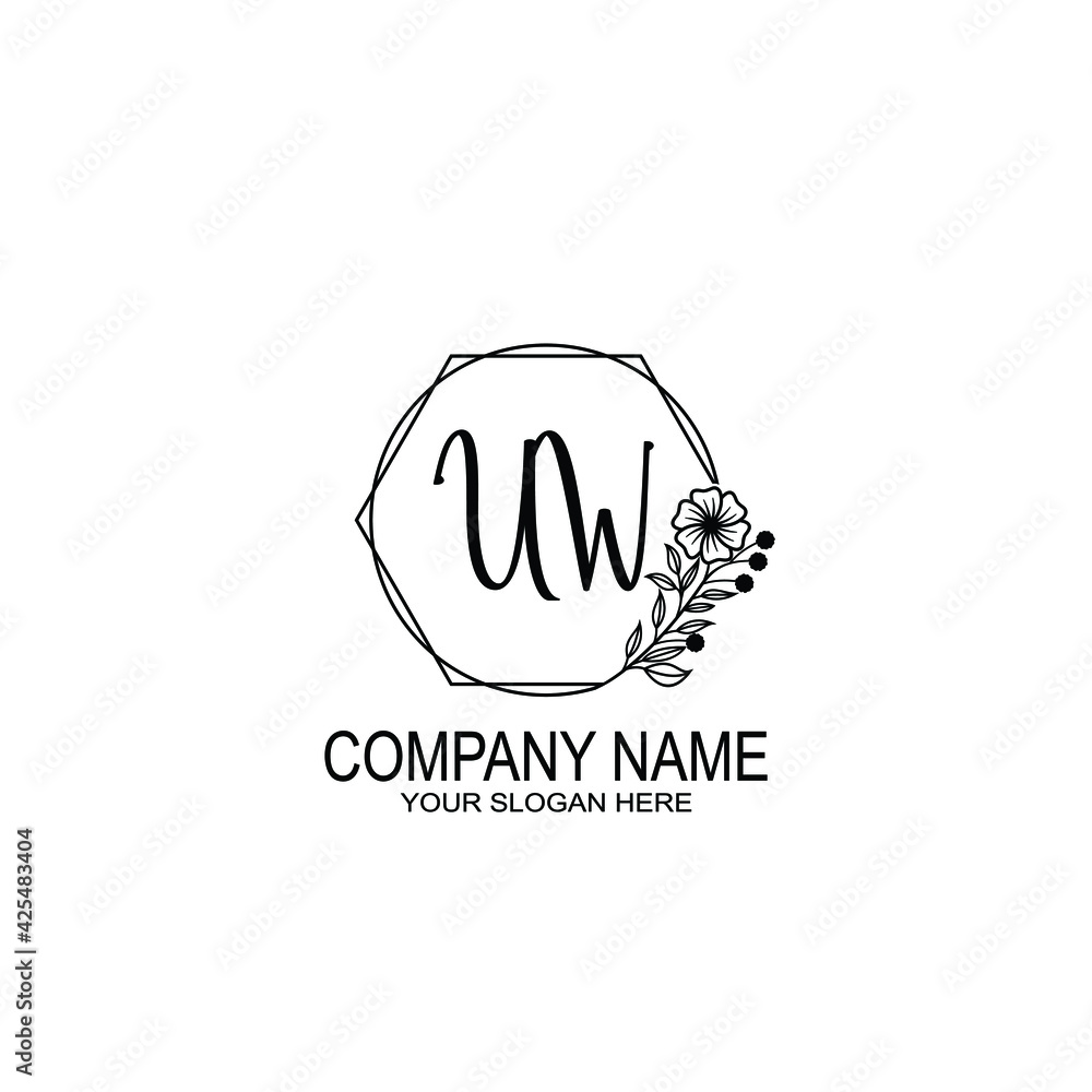 UW Initials handwritten minimalistic logo template vector UW Initials handwritten minimalistic logo template vector