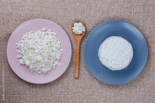 Bild auf Leinwand fatty and fat-free cottage cheese