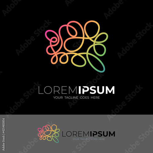 Brain line logo with colorful design vector, colorful icon
