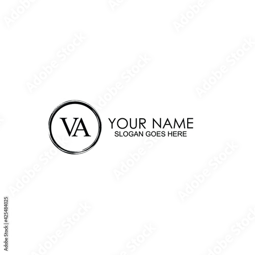 VA Initials handwritten minimalistic logo template vector