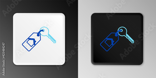 Line House with key icon isolated on grey background. The concept of the house turnkey. Colorful outline concept. Vector