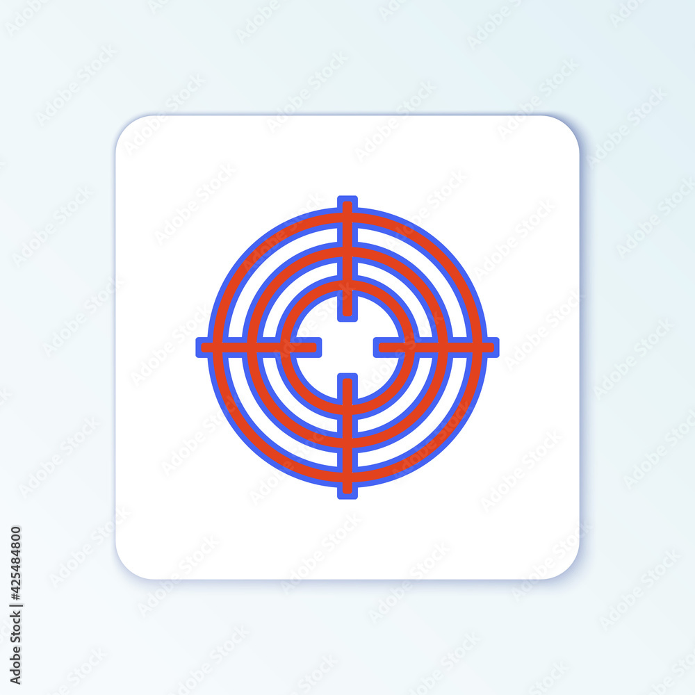 Line Target sport for shooting competition icon isolated on white background. Clean target with numbers for shooting range or shooting. Colorful outline concept. Vector Line Target sport for shooting competition icon isolated on white background. Clean target with numbers for shooting range or shooting. Colorful outline concept. Vector
