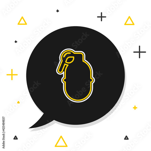 Line Hand grenade icon isolated on white background. Bomb explosion. Colorful outline concept. Vector