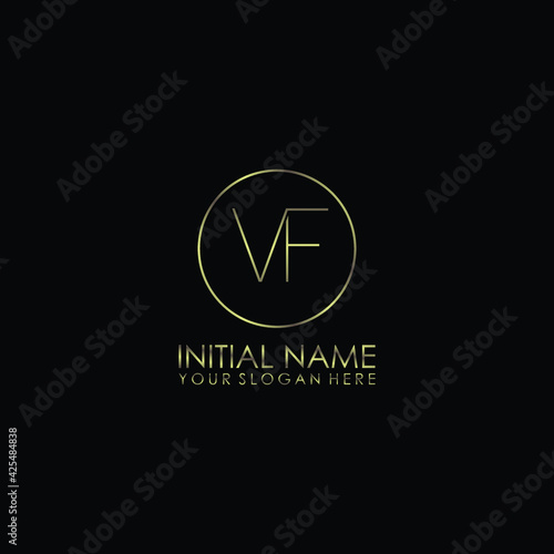 VF Initials handwritten minimalistic logo template vector