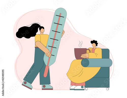 Flu and Sickness Concept. Sick leave. Stay at home