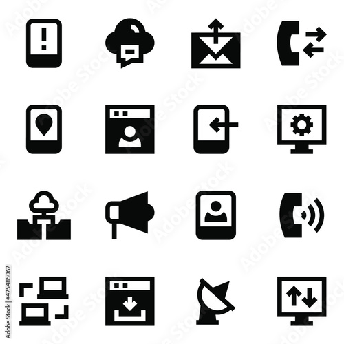 
Set of Network and Technology in Linear Icons

