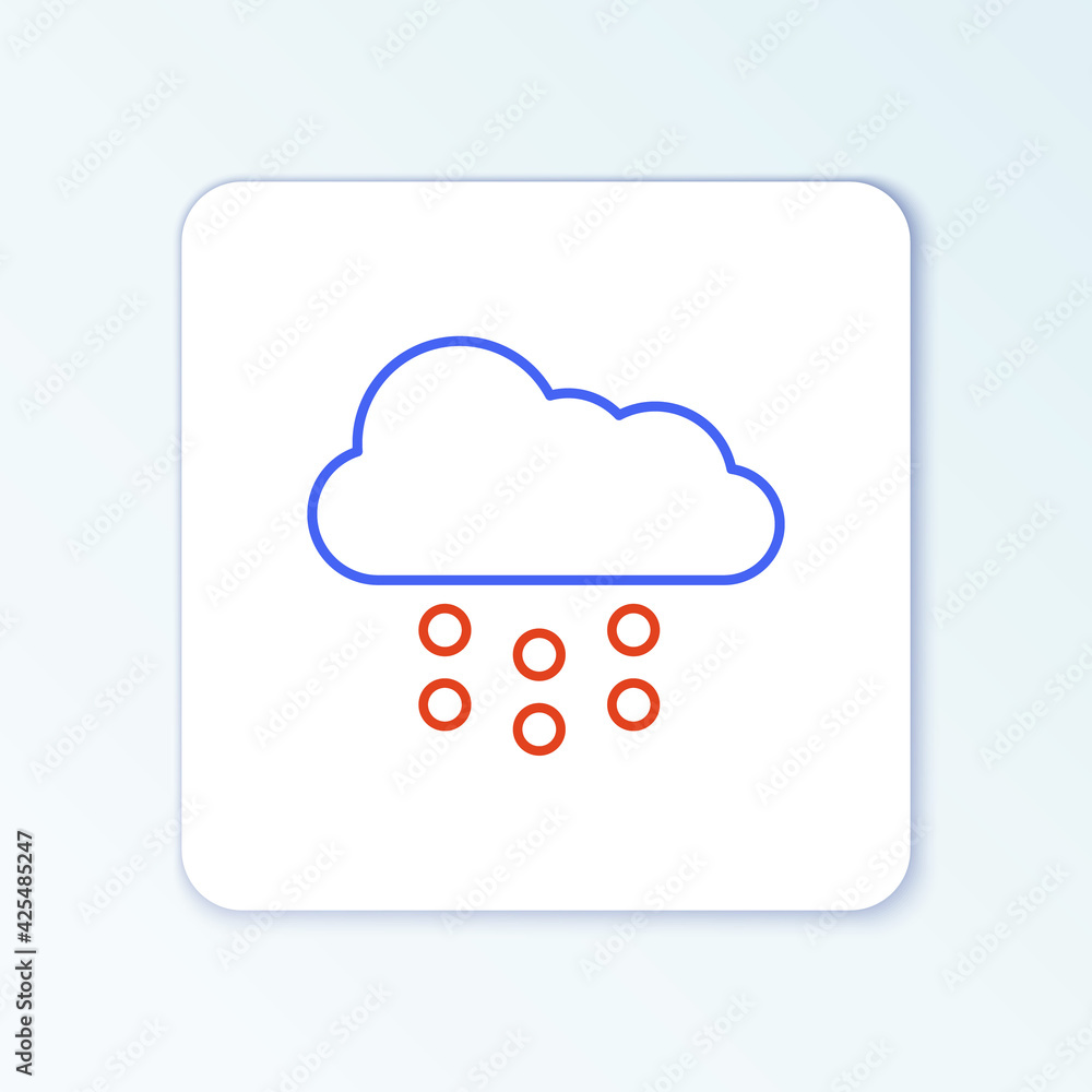 Line Cloud with snow icon isolated on white background. Cloud with snowflakes. Single weather icon. Snowing sign. Colorful outline concept. Vector Line Cloud with snow icon isolated on white background. Cloud with snowflakes. Single weather icon. Snowing sign. Colorful outline concept. Vector