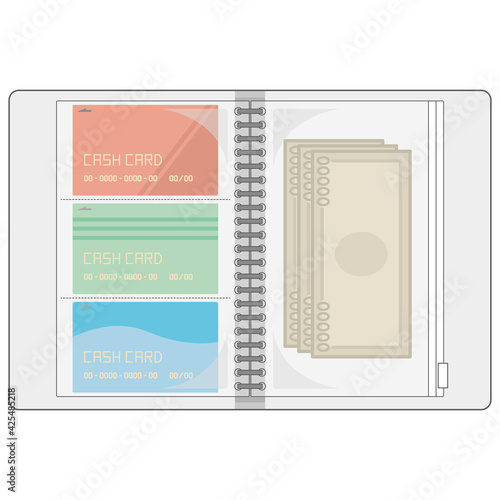 バインダーでお金の管理をするイラスト