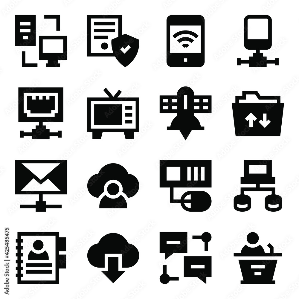 
Set of Network and Communication in Linear Icons

