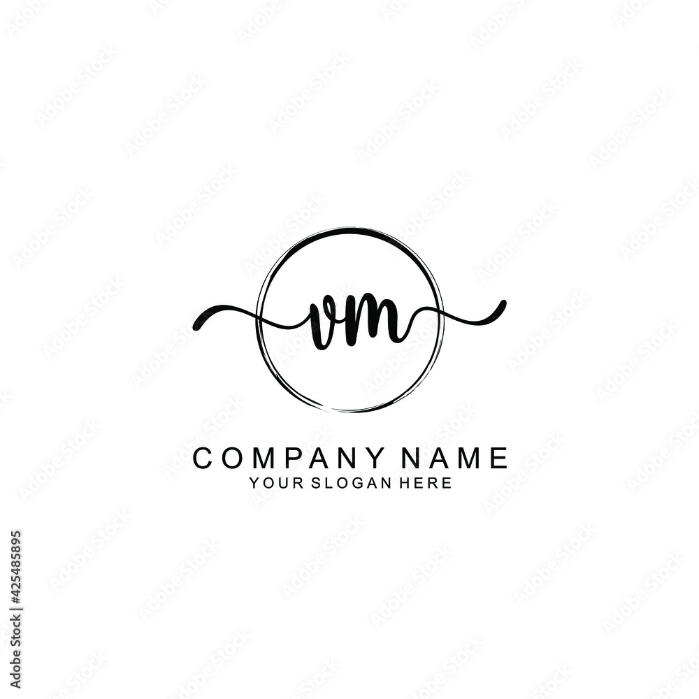 VM Initials handwritten minimalistic logo template vector VM Initials handwritten minimalistic logo template vector