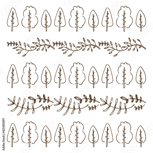 手書き風のシンプルな植物のベクターイラスト