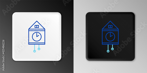 Line Retro wall watch icon isolated on grey background. Cuckoo clock sign. Antique pendulum clock. Colorful outline concept. Vector