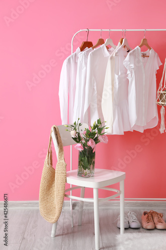 White shirts on clothing ra...