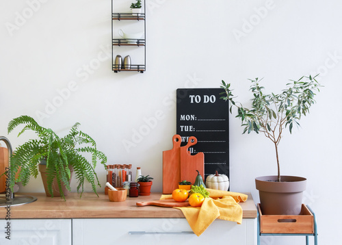 Counter with products and u...