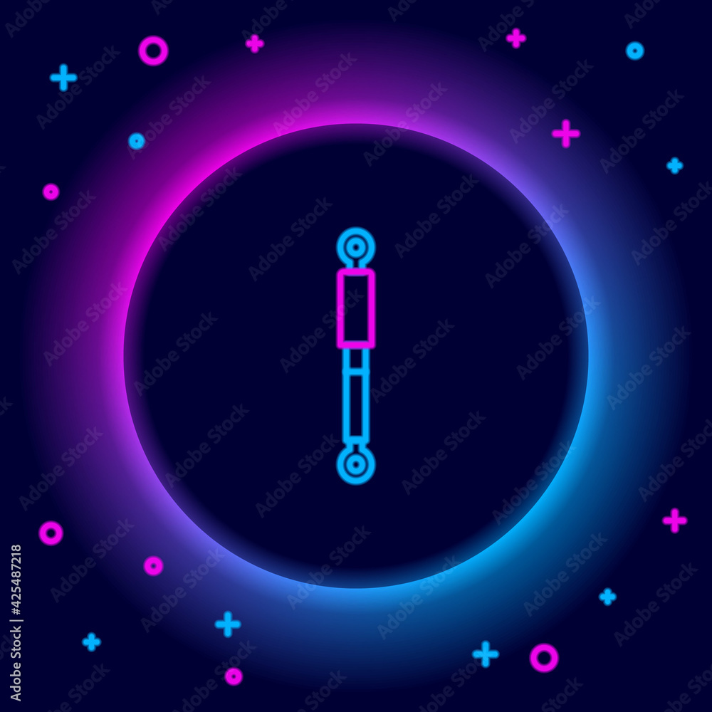 Glowing neon line Shock absorber icon isolated on black background. Colorful outline concept. Vector Glowing neon line Shock absorber icon isolated on black background. Colorful outline concept. Vector