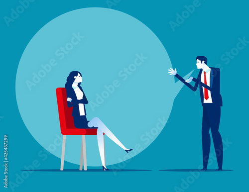 Two business partner talking with a big speech bubble