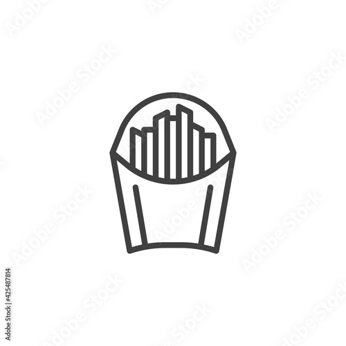 French fries paper bag line icon