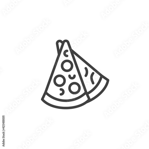 Two pizza slices line icon