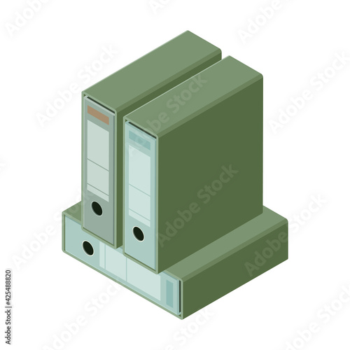 Isometric ring binders on white background