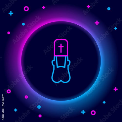 Glowing neon line Priest icon isolated on black background. Colorful outline concept. Vector