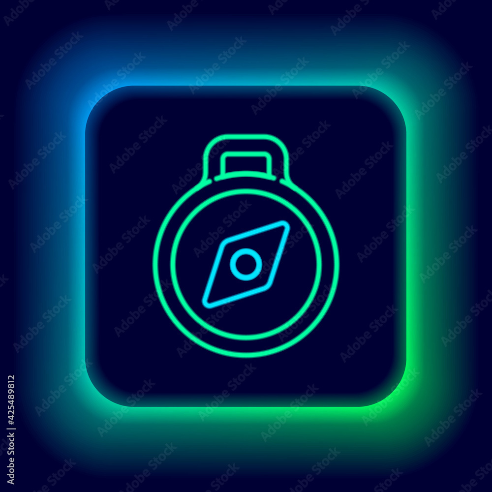 Glowing neon line Compass icon isolated on black background. Windrose navigation symbol. Wind rose sign. Colorful outline concept. Vector Glowing neon line Compass icon isolated on black background. Windrose navigation symbol. Wind rose sign. Colorful outline concept. Vector