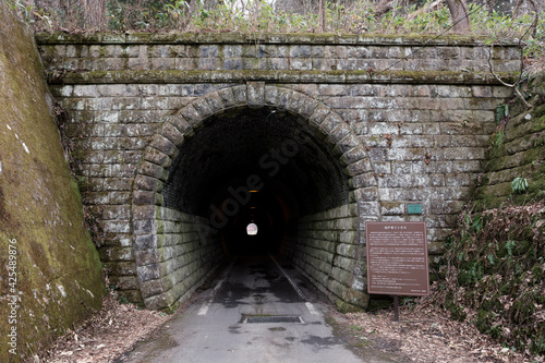道路として利用されている信越線の旧戸草トンネル