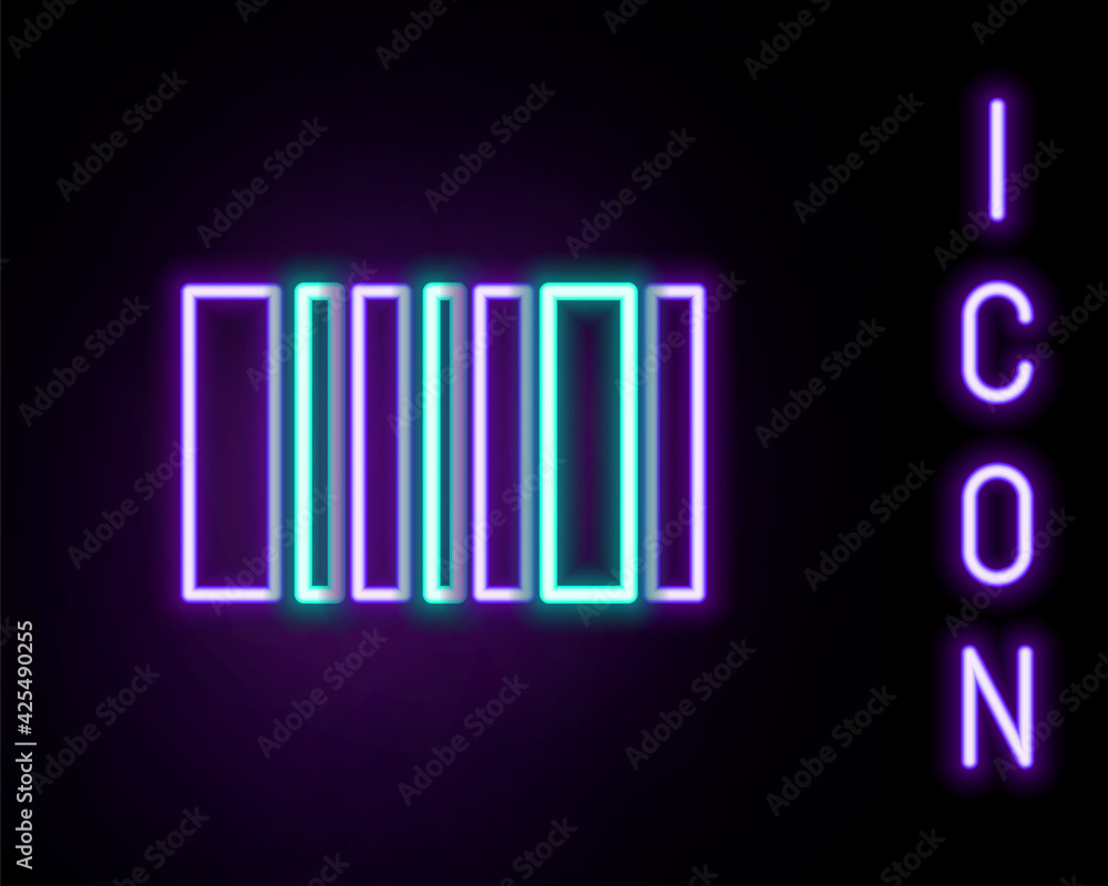 Glowing neon line Barcode icon isolated on black background. Colorful outline concept. Vector Glowing neon line Barcode icon isolated on black background. Colorful outline concept. Vector