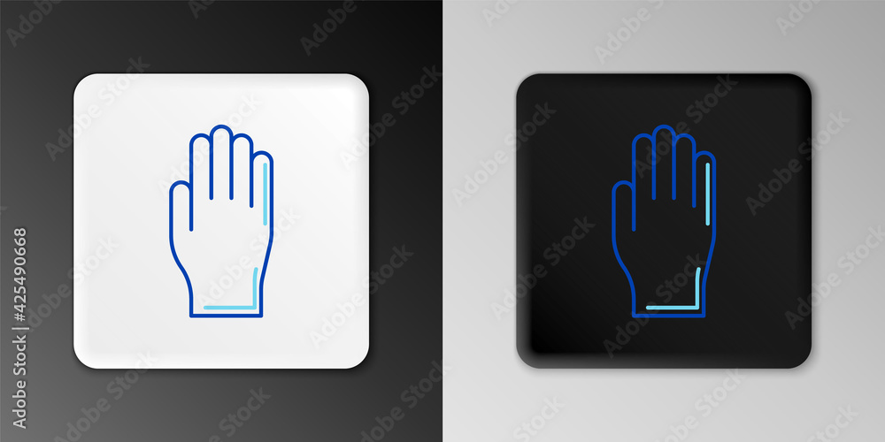 Line Medical rubber gloves icon isolated on grey background. Protective rubber gloves. Colorful outline concept. Vector Line Medical rubber gloves icon isolated on grey background. Protective rubber gloves. Colorful outline concept. Vector