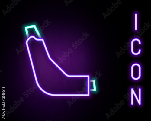 Glowing neon line Inhaler icon isolated on black background. Breather for cough relief, inhalation, allergic patient. Colorful outline concept. Vector